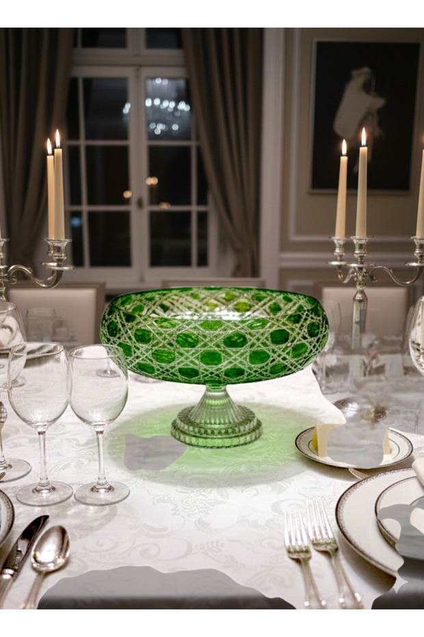 28 cm Diameter Cut Crystal Footed Bowl/Salad Bowl - Presentation Bowl-Fruit Bowl