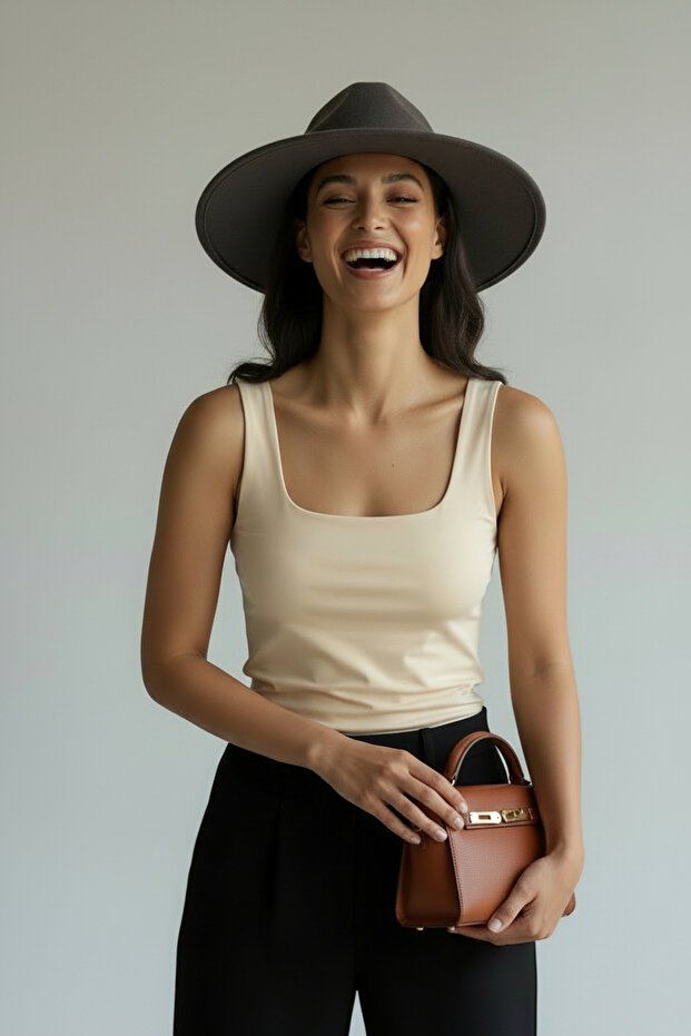 Taş Kare Yaka Basic Bluz - 1