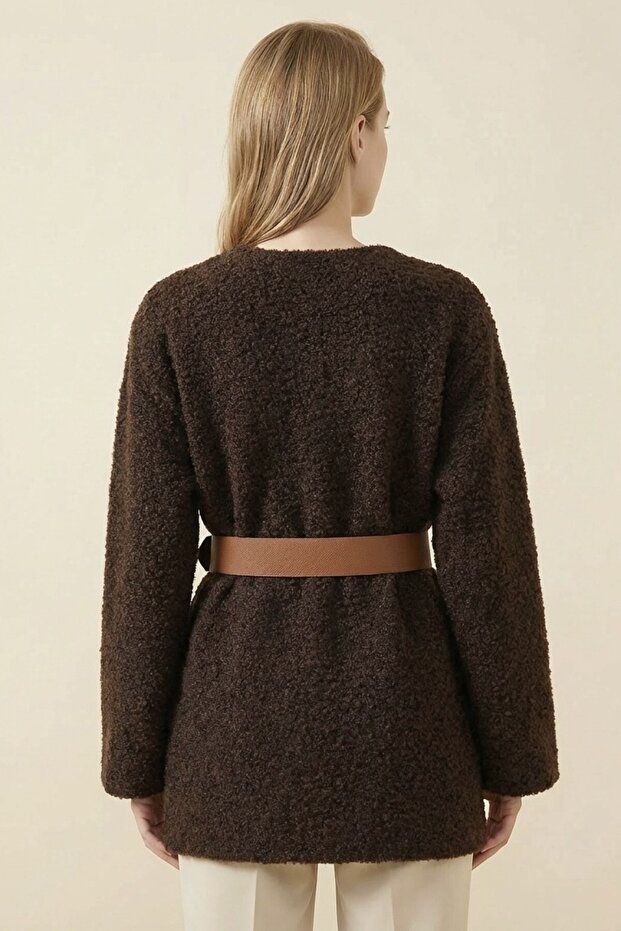 Kemerli Kalın Buklet Kazak - 3