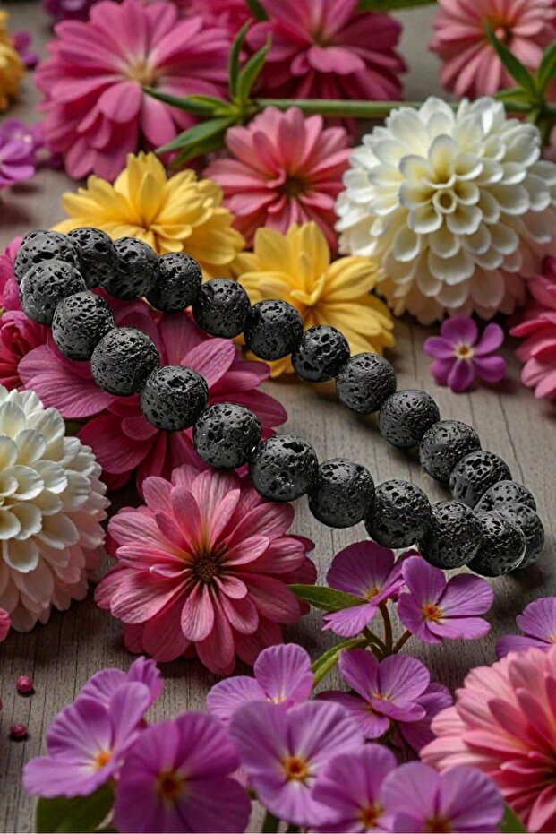 Ogal Stone Lava Stone 8mm Onyx Bracelet 23 Strand Unisex