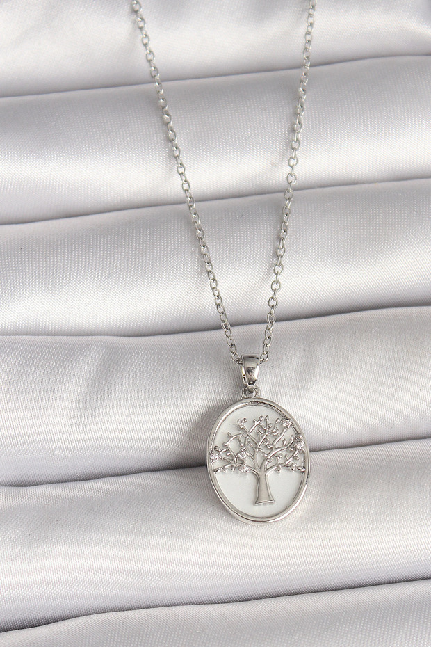316L Steel Silver Rk Chain Zircon Stone Embroidered Summer Enamel Tree Embroidered Portrait Model Women's Necklace