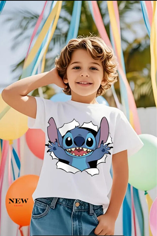 Stitch Printed Unisex Children's T-Shirt