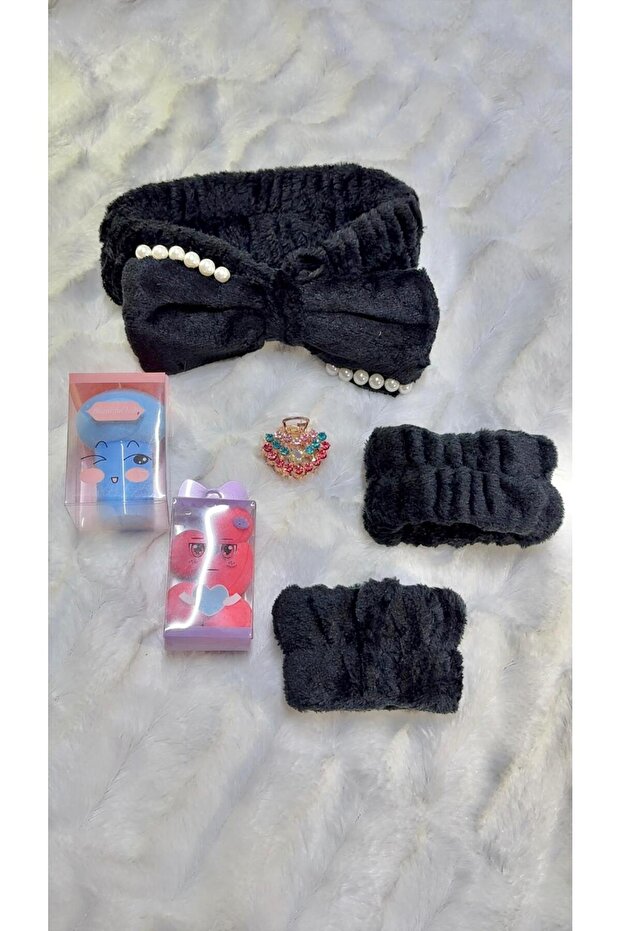 Soft Hair Band and Wristband for Makeup Application, 6 Pieces