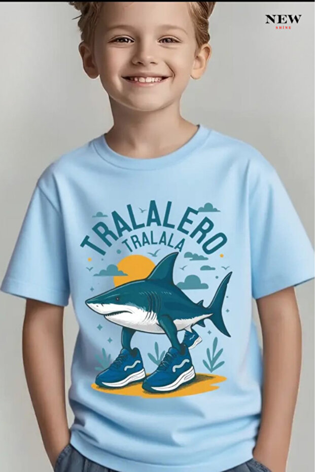 Fish Printed Unisex Children's T-Shirt