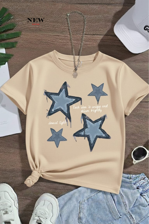 Star Printed Unisex Children's T-Shirt