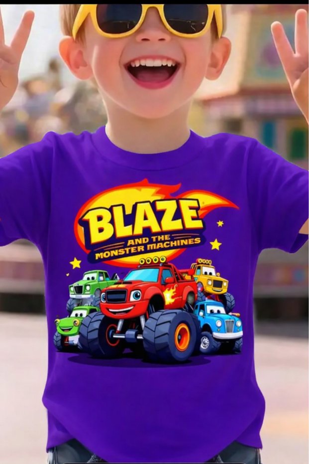 Blaze Cars Printed Unisex Children's T-Shirt