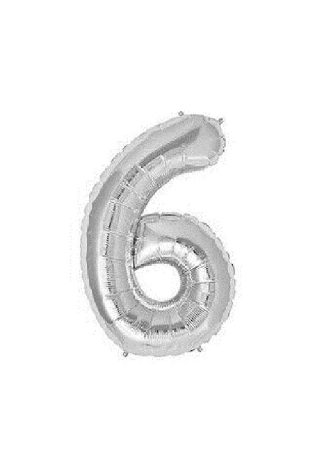 Number 6 Silver Foil Balloon 34 Inch 86 cm
