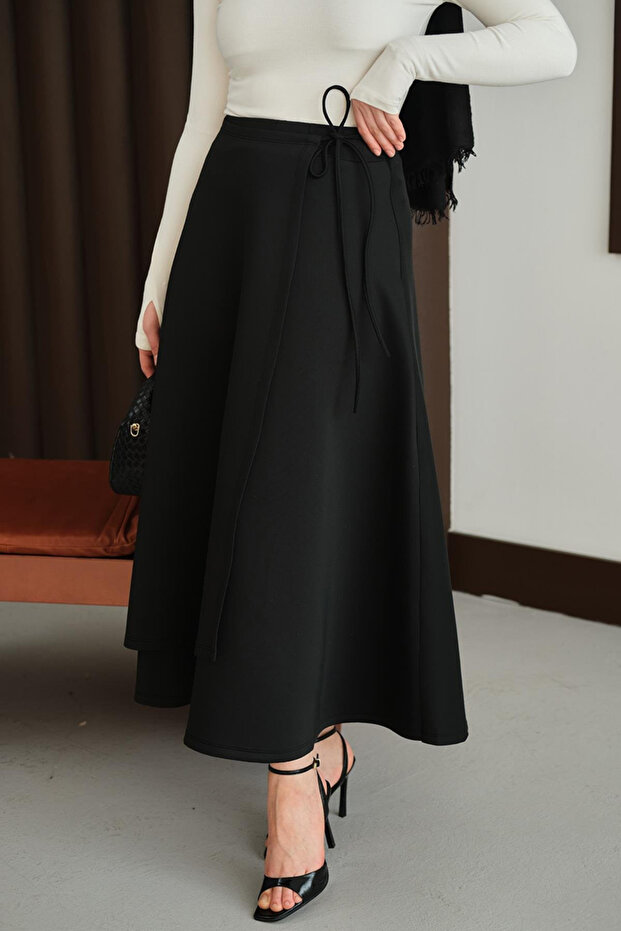 Women's Side Tie Hijab Long Skuba Skirt