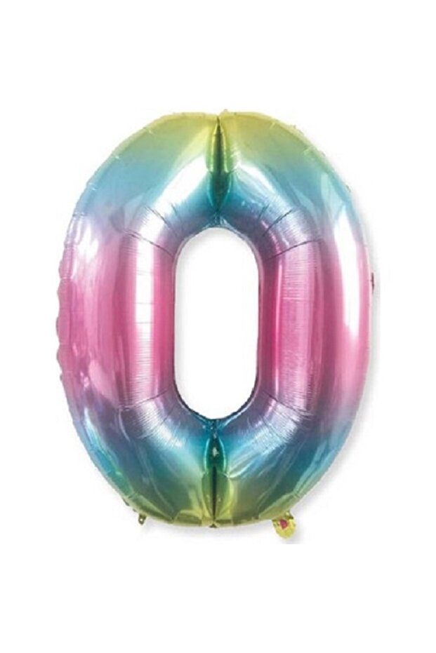 0 Number Colorful Foil Balloon 16 Inch 40 cm
