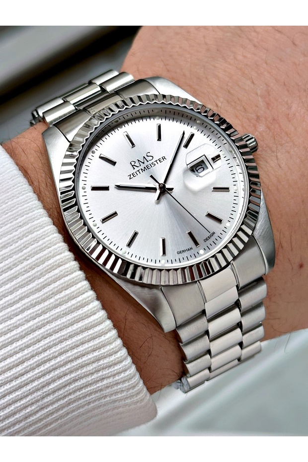 Silver Color Steel Cord Steel Case Men's Wristwatch with Calendar 2101Mr