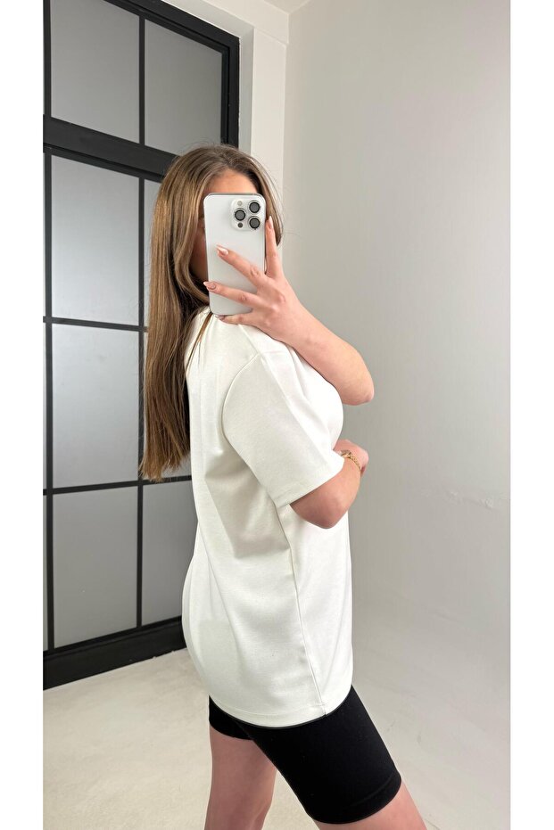 Beyaz Basic Kısa Kol Modal Tshirt GAUS-01059 - 3