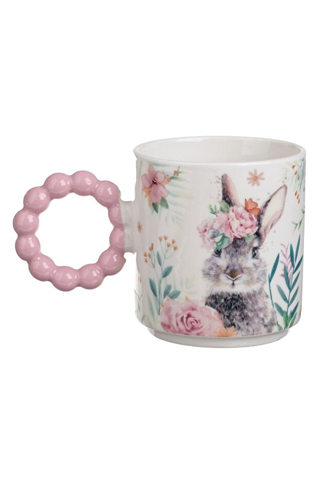 New Bone Easter Mug with Bunny Pattern & Round Easter Handle 400ml - 2
