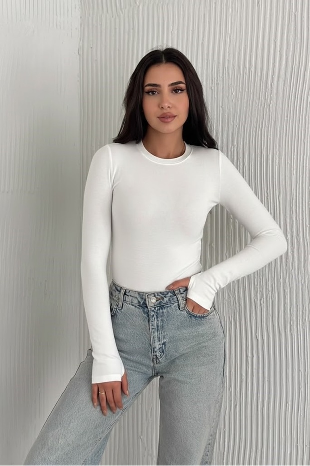Women's Finger-Looped Long Sleeve Blouse – Fitted & Unlined