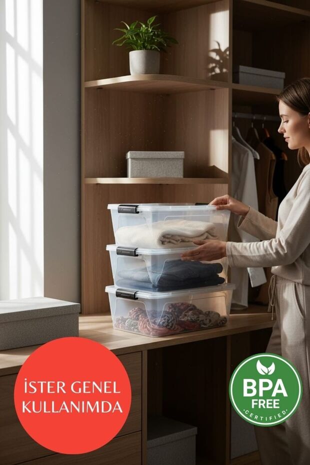 3 حاويات تخزين مستطيلة متعددة الأغراض بسعة 10 لتر - 4