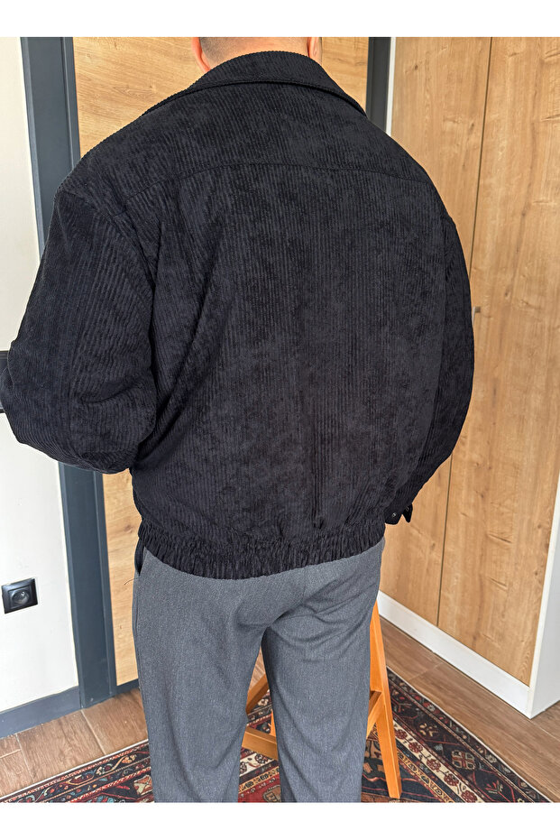 Erkek Kadife Bomber Mont Oversize Astarlı - 5