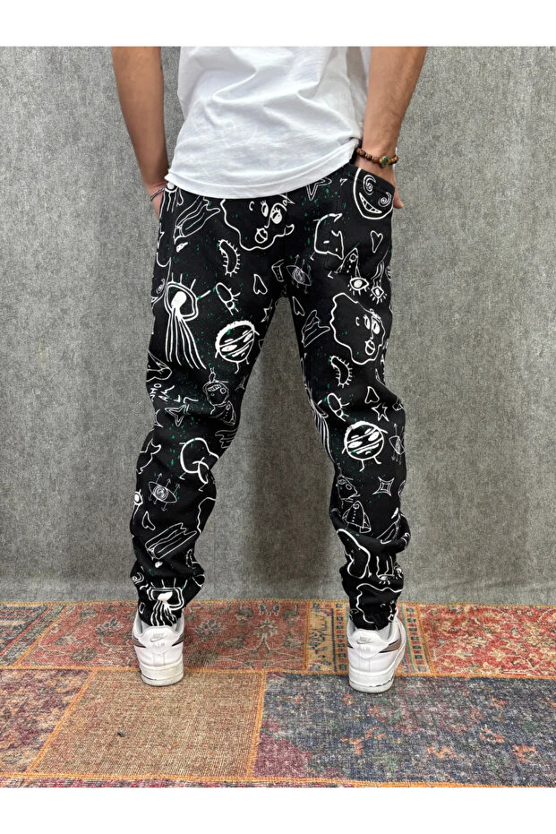 بنطال رياضي منقوش بخصر مطاطي - 2