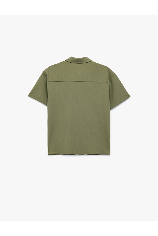Kurzarm-Hemdkragen-Oversize-Basic-Shirt - 2