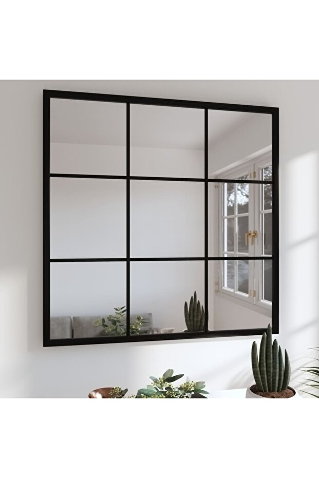 Wall Mirror Black 60x60 cm Metal