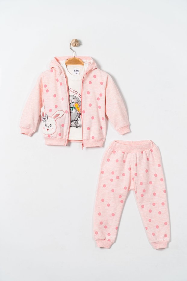 Score Printed Smiling Rabbit Baby Girl Seasonal 3-Piece Tkm