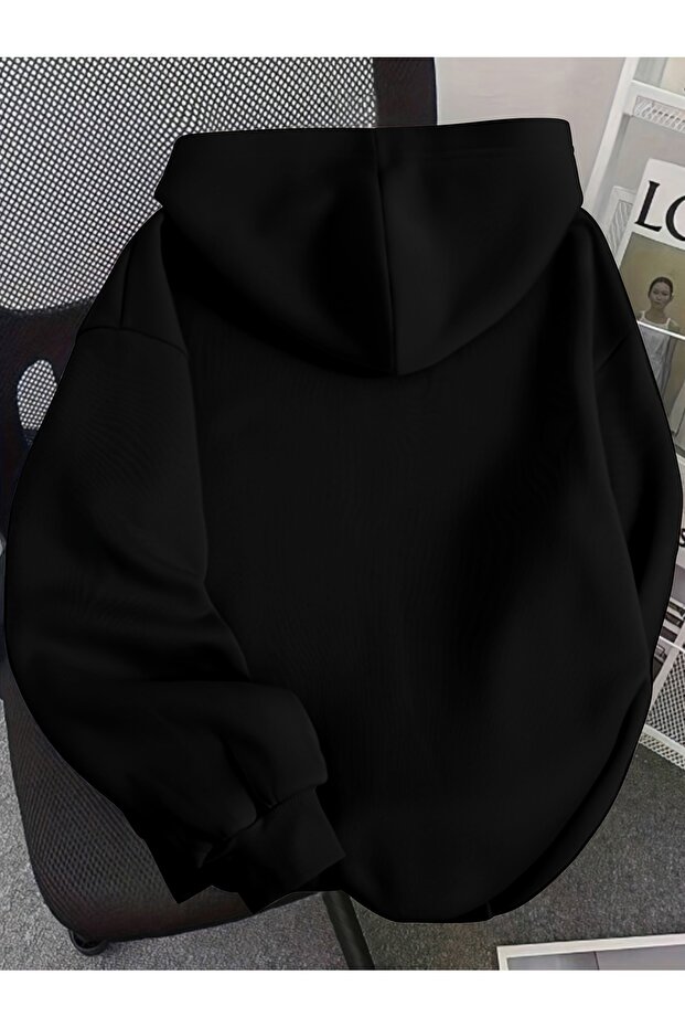 Unisex Los Angeles Baskılı Kapüşonlu Basic Oversize Swetshirt - 2