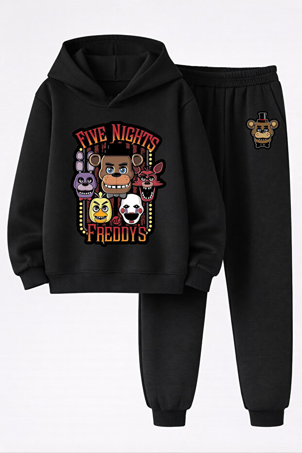 Fnaf Five Nights at Freddy's Printed 3-Yarn Quality Sweatshirt and Sweatpants Children's Top-Bottom Set