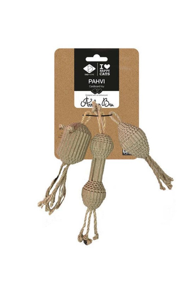 Home I Love Happy Cats Pahvi Cardboard Cat Toy - BEIGE/16X3X3CM