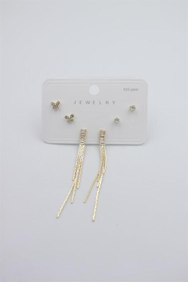 مجموعة أقراط متعددة - ذهبي - 1