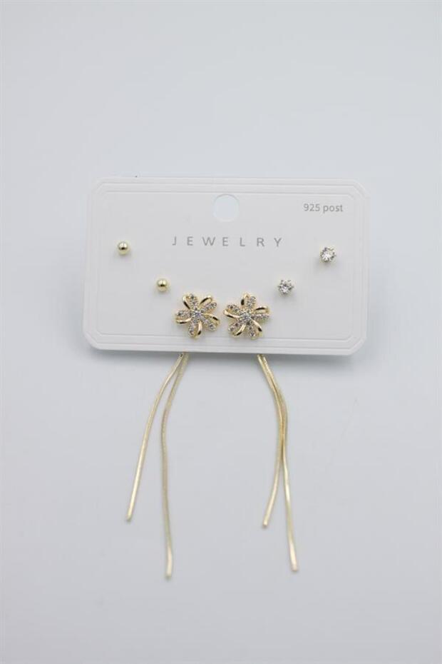 مجموعة أقراط متعددة - ذهبي - 2