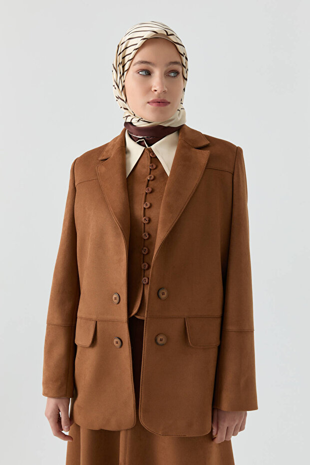 Süet Ceket - Camel - 2