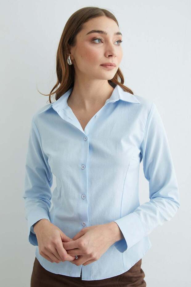 Basic Pensli Slim Fit Gömlek - 1