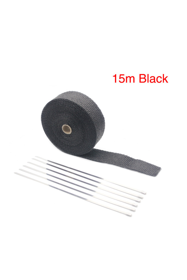 15M Black ZSDTRP 5cm*5M 10M 15M Titanium/Black Exhaust Heat Wrap Roll for Motorcycle Fiberglass Heat