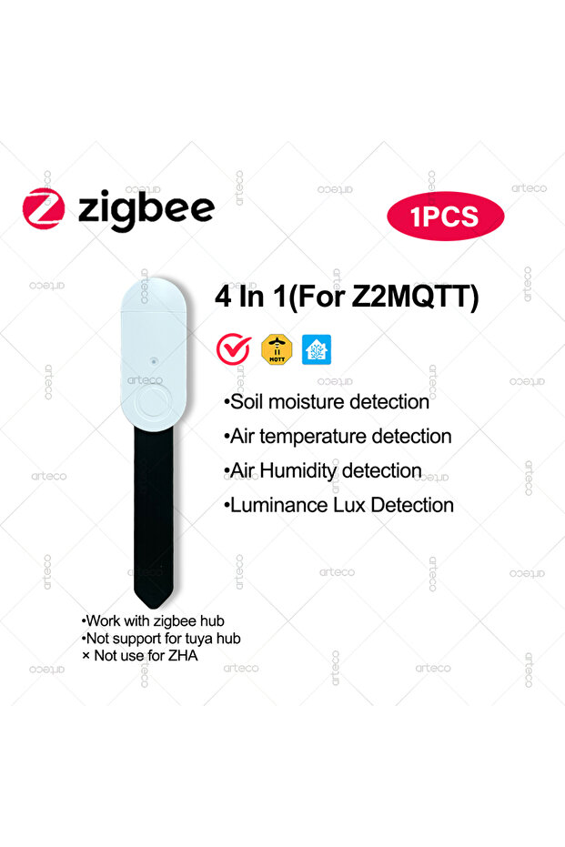 مستشعر رطوبة التربة الذكي بتقنية Zigbee، 4 في 1 (متوافق مع Z2MQTT)، لقياس درجة الحرارة والرطوبة والإضاءة.