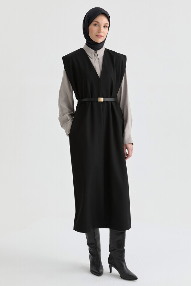 V yakalı Jile - Siyah - 5