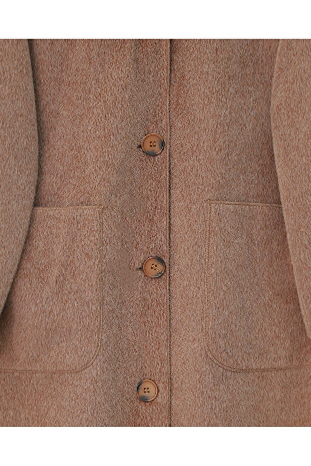 Boydan Düğmeli Cepli Kaban -Taba - 5