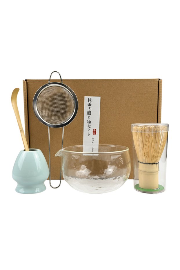 Blue 1PC/5PCS/Set Japanese-style Matcha Bowl , Spoon, Tea Whisk, Sieve Mesh, Perfect Gift For Ceremo