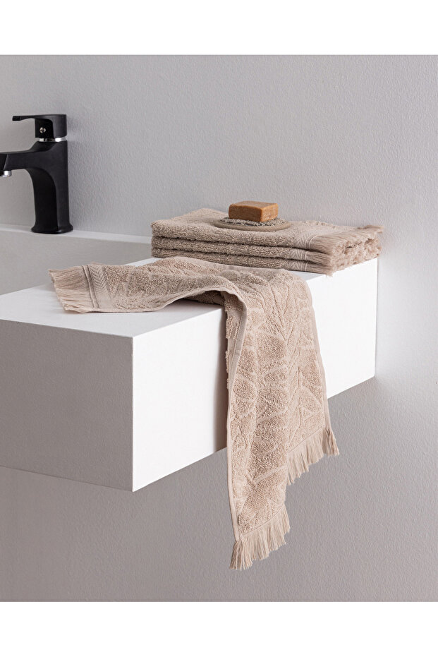 Aurole Set of 4 100% Cotton Hand Towels - Beige - 30X45 cm