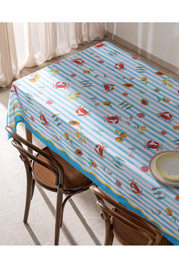 مفرش طاولة من مزيج القطن والبوليستر - ملون - 150x150 سم