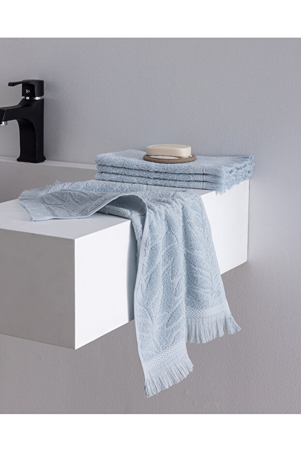 Aurole Set of 4 100% Cotton Hand Towels - Blue - 30X45 cm