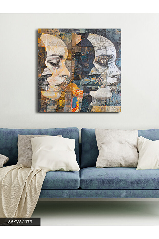 Interlocking Portraits One Piece Square Canvas - Canvas Art