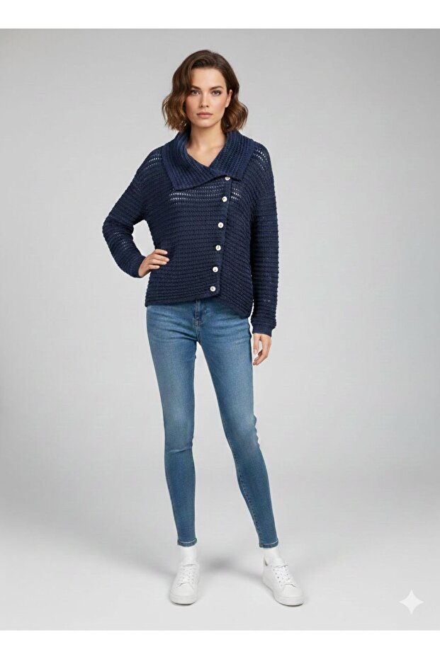 Yandan Düğmeli Triko Hırka - 1