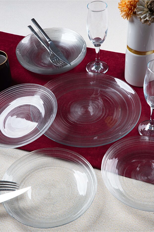 Ares 7 Piece Glass Serving and Cake Presentation Set