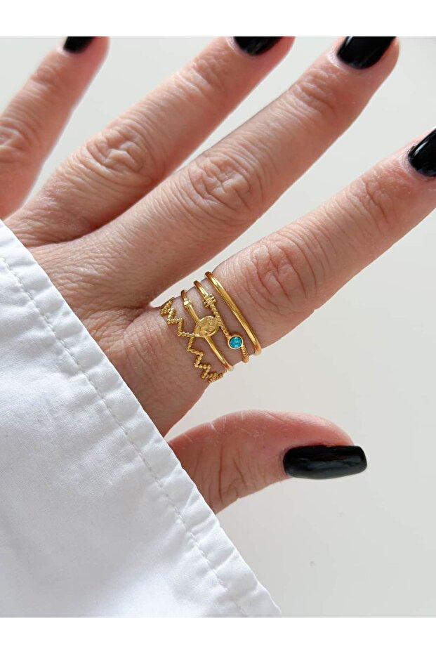 خاتم من الحجر الأزرق بأربعة صفوف (قابل للتعديل) - 1