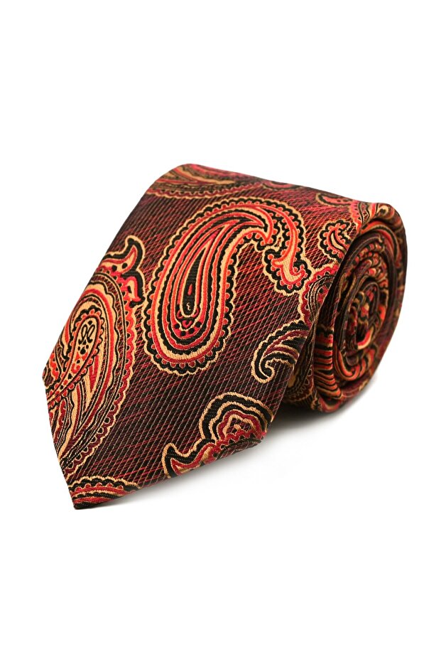 Milk Coffee Red Shawl Patterned Tie 32232 Milk Coffee