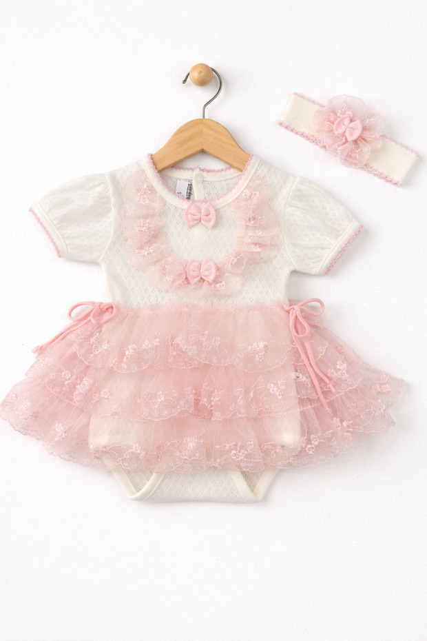 Tutu Skirt and Lace Baby Girl Bodysuit Set (with Headband)
