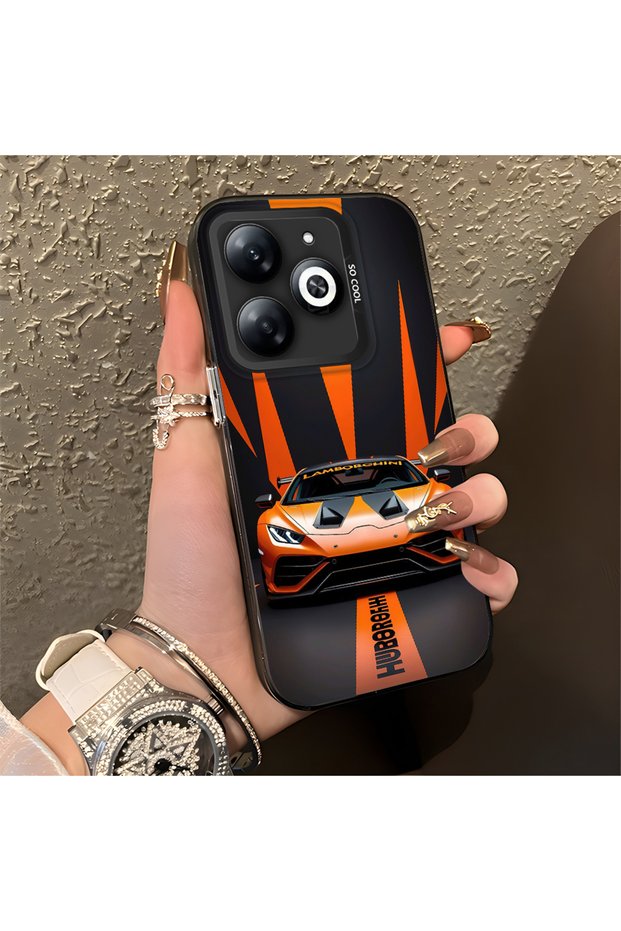 حافظة صلبة رفيعة مضادة للسقوط بنمط لامبو متوافقة مع هاتف Infinix Smart 8/8 Pro