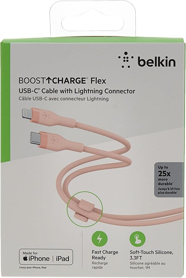BoostCharge Flex Silicone USB Type C to Lightning Cable