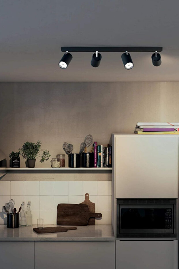 4 Spotlu Tavan/Duvar Lambası, Siyah, ClickFix Kurulum - 3