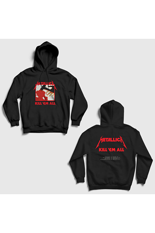 Unisex Black Kill'Em All Metallica Back Printed Hooded Sweatshirt 592411Tt