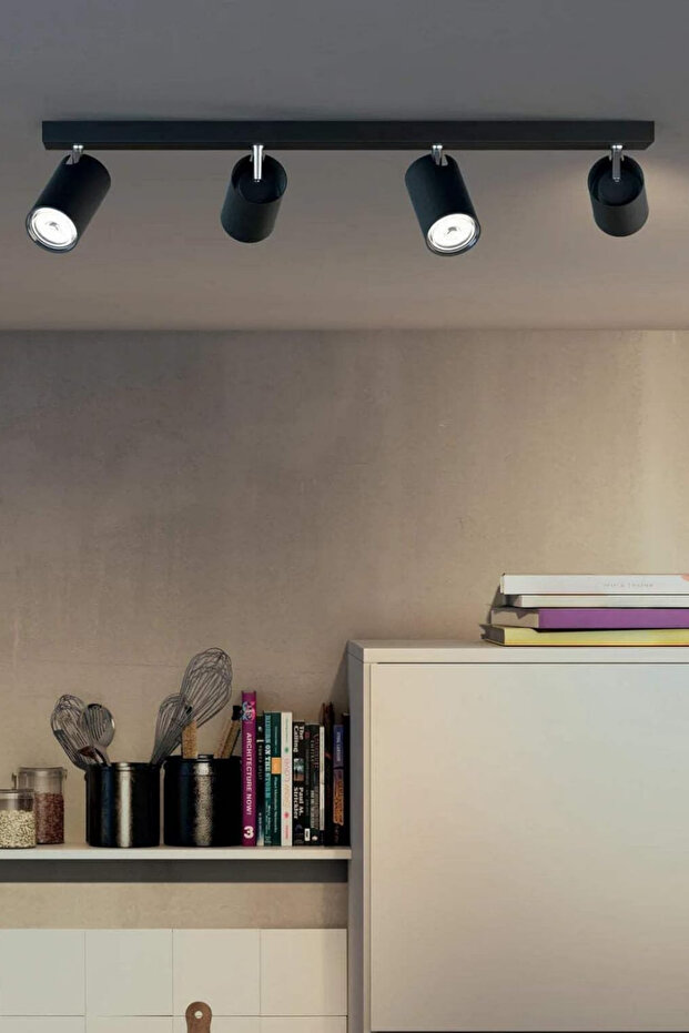4 Spotlu Tavan/Duvar Lambası, Siyah, ClickFix Kurulum - 2