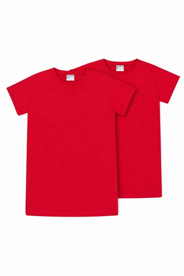 Unisex Children's Crew Neck Short Sleeve Standard Fit 2-Pack Red Color Children's T-Shirt